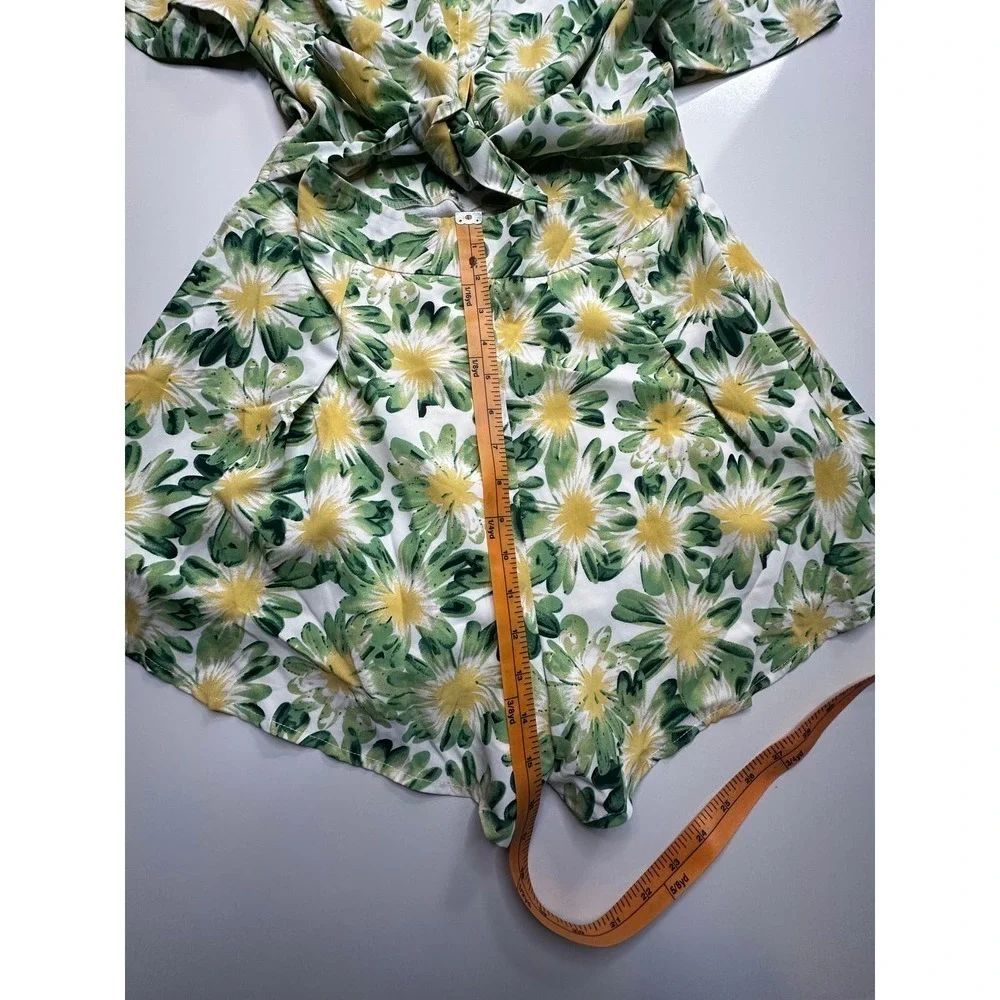 Hello Molly Ruby Seas Green/White/Yellow Floral Midriff Cut Out Romper- US6 - Picture 10 of 12